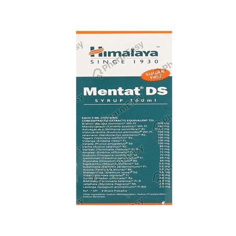 Buy HIMALAYA MENTAT DS SYRUP SUGAR FREE - 100ML Online & Get Upto 60% ...