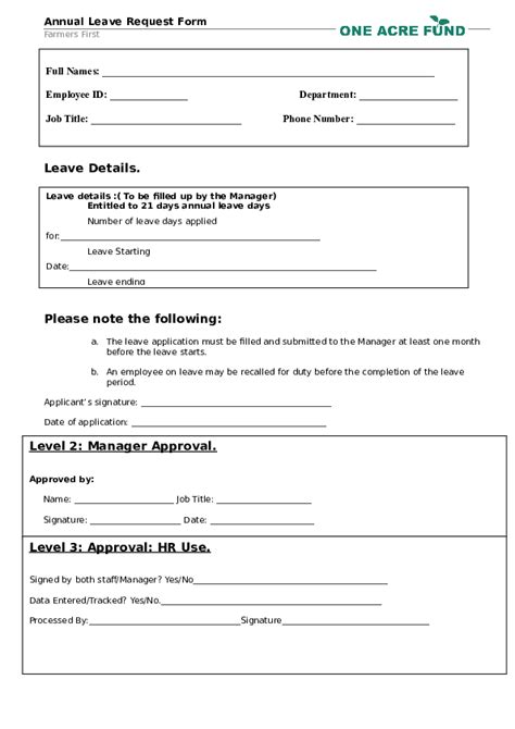 (DOC) Annual Leave Request Form