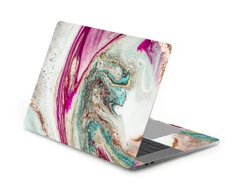 Pink Green Marble Laptop Skin Notebook Gold Glitter Vinyl Dell - Etsy