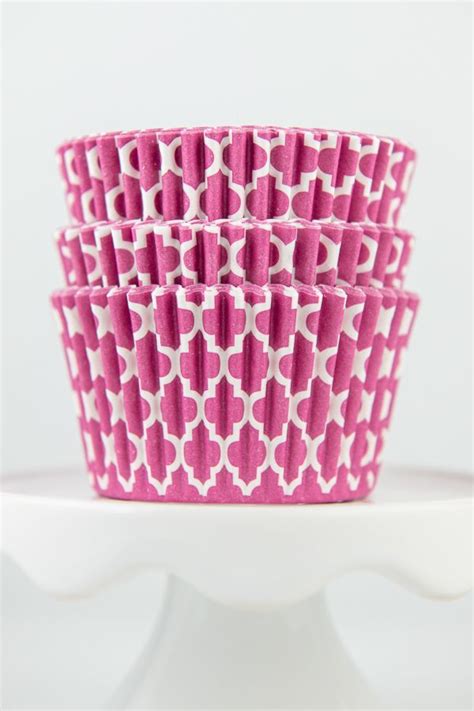 Quatrefoil Pink Cupcake Liners - Pink Baking Cups - Quatrefoil Cupcake Cups