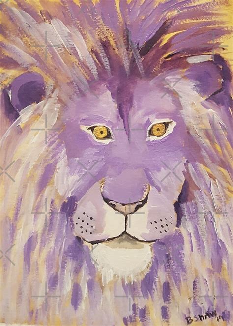 "Purple Lion with golden eyes painting" by BobbiShawArts | Redbubble