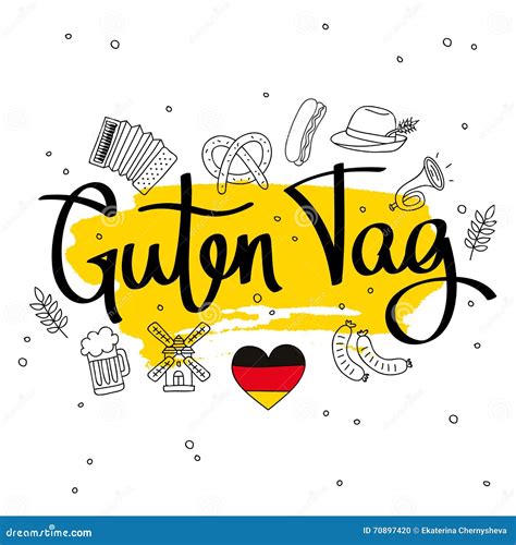 Guten Tag. Word Hello, Good Day In German. Fashionable Calligraphy ...