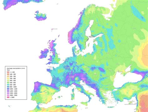 Europe average yearly precipitation. by blubb444:... - Maps on the Web