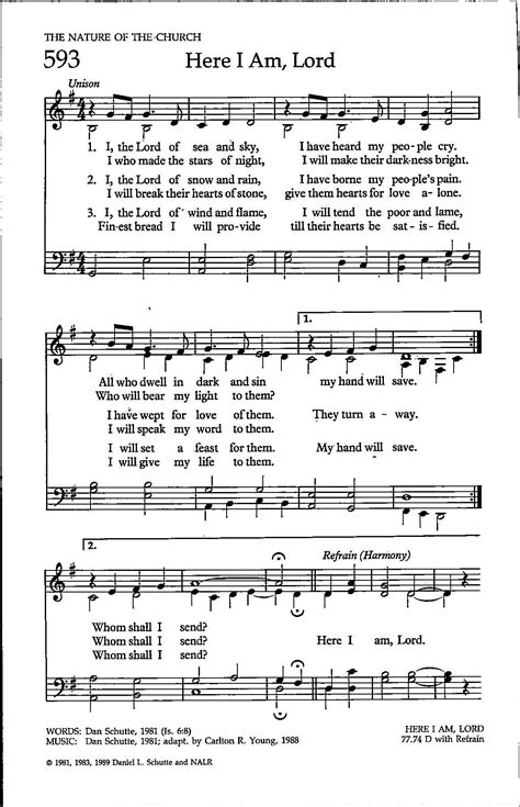 Here I Am Lord Digital Hymn Sheet Music Key of G Intermediate Piano ...