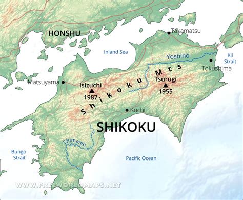 Shikoku Physical Map