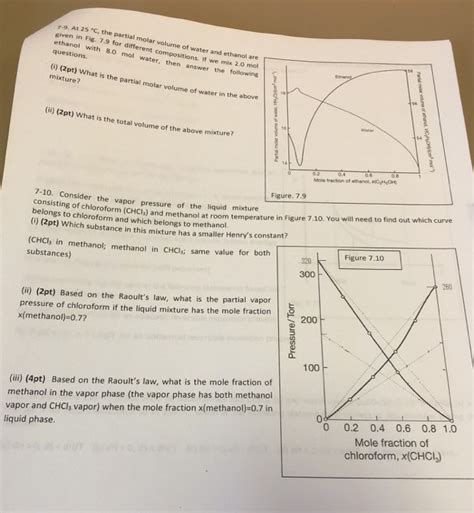 Solved 9. At 25 C, the partial molar volume of water and | Chegg.com