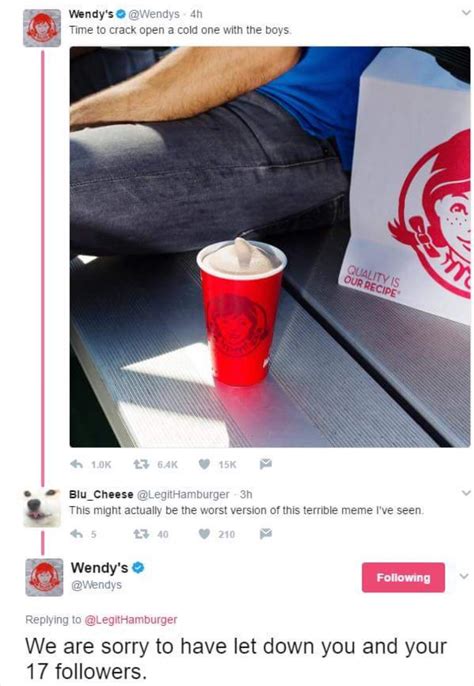 Wendy's officially on board, meme officially old. It's official, SELL ...