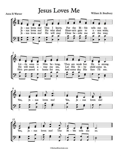 Free Choir Sheet Music - Jesus Loves Me | Jesus loves me lyrics, Jesus ...