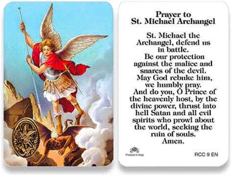 AmazonSmile: St. Michael the Archangel Prayer Card (RCC 9E) : Home & Kitchen St Michael ...