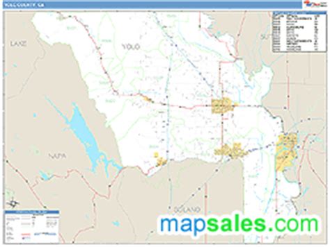 Yolo County, CA Zip Code Wall Map Basic Style by MarketMAPS