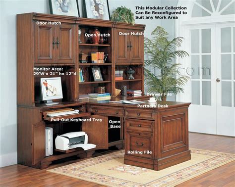 Aspenhome Warm Cherry Executive Modular Home Office Furniture Set