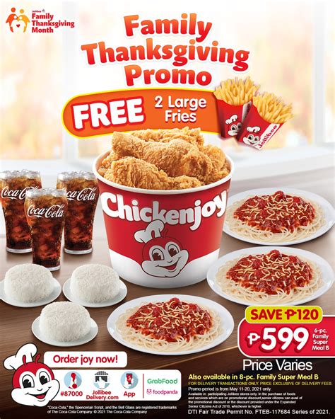 Save P126 on Jollibee Family Thanksgiving Promo until May 20, 2021 Only