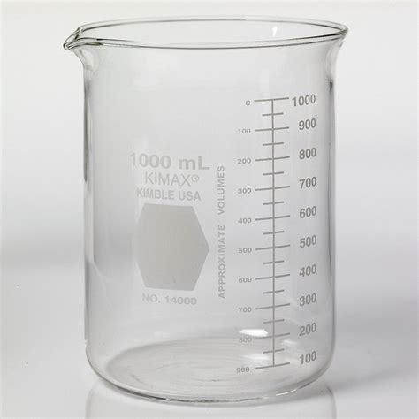 KIMBLE KIMAX, Glass, 33.81 oz Labware Capacity - English, Beaker - 38VJ72|14000-1000 - Grainger