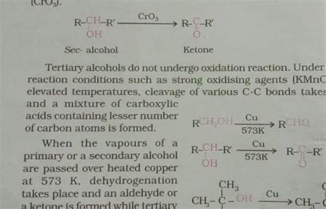 Sec- alcohol Ketone Tertiary alcohols do not undergo oxidation reaction.