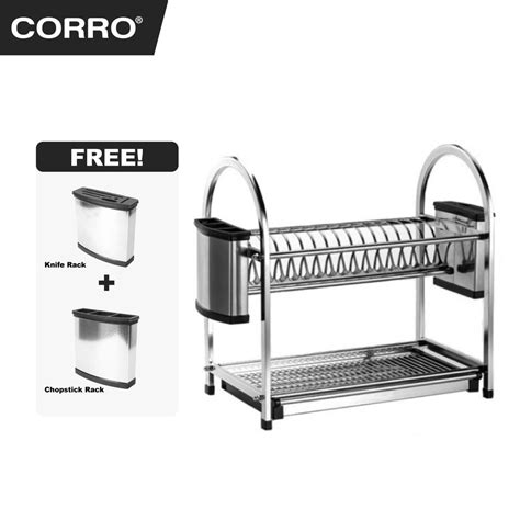 Corro Kitchen Sink Stainless Steel Dish Rack Kitchen Storage Rack Wooden Dish Drainer CDR 46401 ...