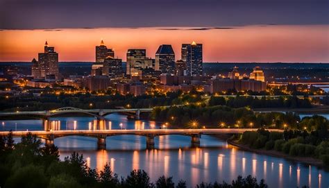 Premium Photo | Saskatoon skyline at night along the Saskatchewan River