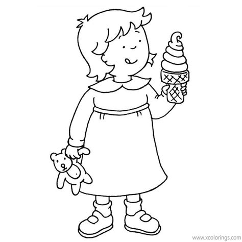 Caillou Coloring Pages Rosie is Eating Ice Cream - XColorings.com