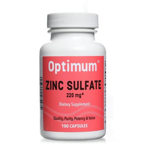 Zinc Sulfate 220 mg 100 Count Capsules | Dietary Supplement - Walmart ...