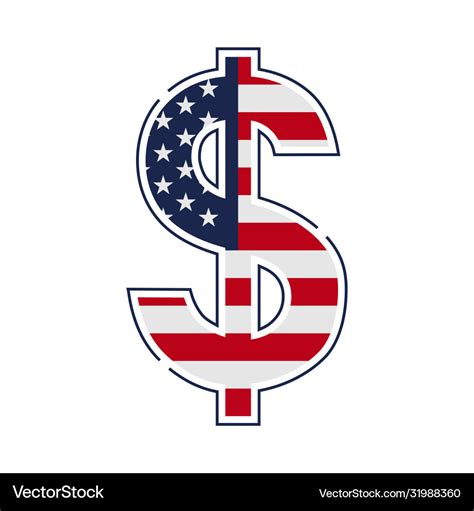 Us dollar symbol united states currency with flag Vector Image