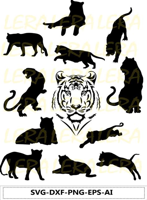 60 % OFF Tiger Silhouette png eps svg dxf Tiger SVG | Etsy