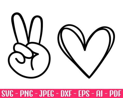 Peace Love Svg, Peace and Love SVG File, Peace Sign Svg, Peace Hand Svg ...