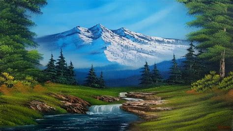 How to paint a scenery with hills and waterfall || Natural scenery ...