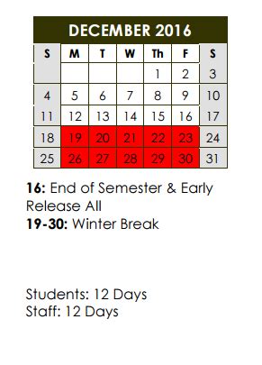 Coppell Middle East - School District Instructional Calendar - Coppell Isd - 2016-2017