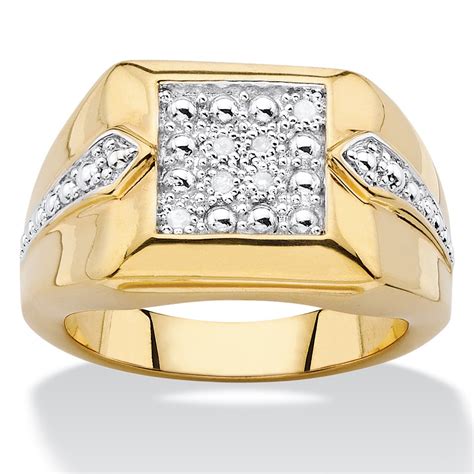 PalmBeach Jewelry Men's Diamond Accent Two-Tone Square Cluster Ring 18k ...