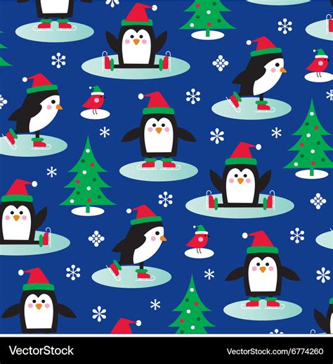 Ice skating penguins Royalty Free Vector Image