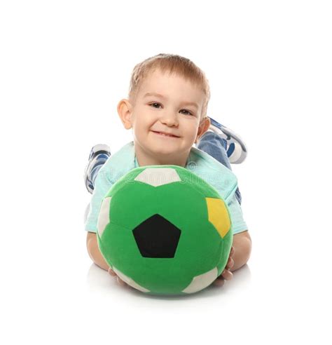 Cute Little Child Soft Soccer Ball White Background Playing Indoors Stock Photos - Free ...