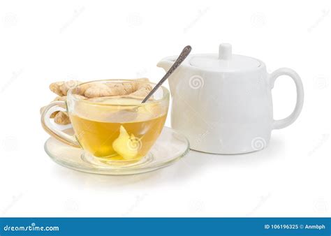 Tea with Ginger Slices in Glass Cup and Ginger Root Stock Image - Image of cuisine, crockery ...