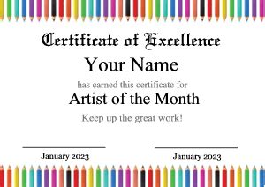 Art Award Certificate Template