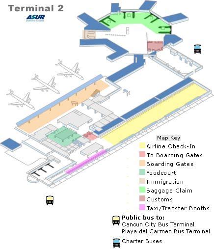 Cancun Airport Terminal 2 Main Floor Map Cancun Mexico Airport, Cancun City, Mexico City ...