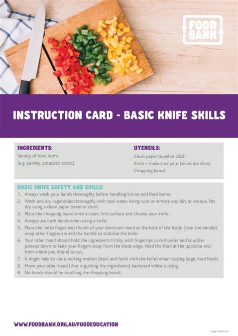 Basic Knife Skills Pdf 91931 | Instruction Card Basic Knife Skills