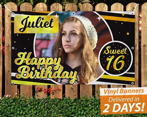 Sweet 16 Birthday Banner // Custom Birthday Banner // Free Overnight ...