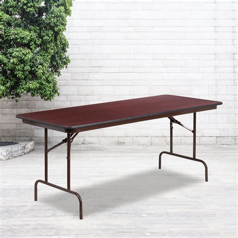 Flash Furniture 6-Foot Mahogany Melamine Laminate Folding Banquet Table ...