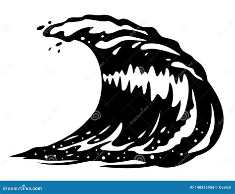 Ocean wave black and white stock vector. Illustration of black - 148326954