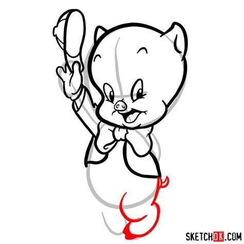 How to draw Porky Pig - Sketchok easy drawing guides