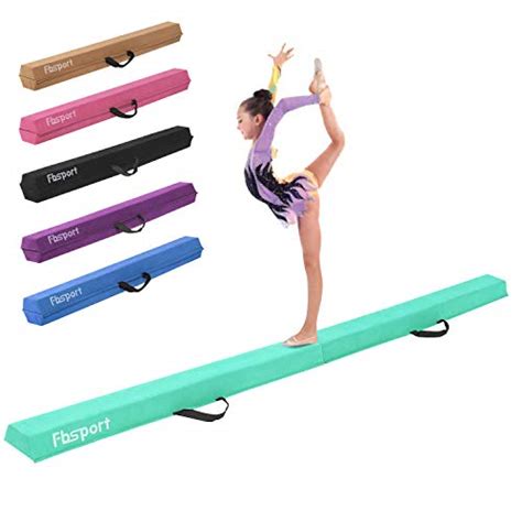 FBSPORT 8ft Green Balance Beam Folding Floor Gymnastics Equipment for Kids Adults,Non Slip ...