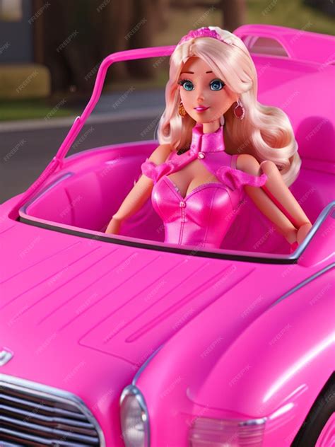 Premium AI Image | beautiful barbie doll on pink car