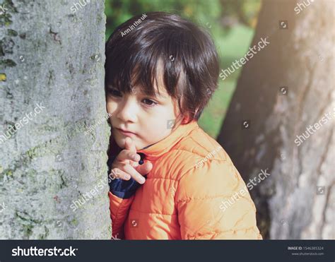 Portrait Sad Kid Standing Next Big Stock Photo 1546385324 | Shutterstock