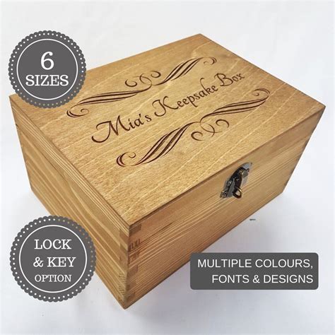 Personalised Engraved Wooden Box Wooden Keepsake Box Personalised Box With Lock Jewellery Ring ...