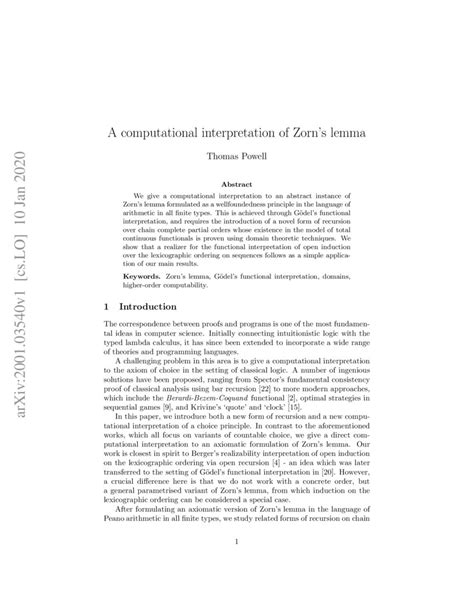 A computational interpretation of Zorn's lemma | DeepAI