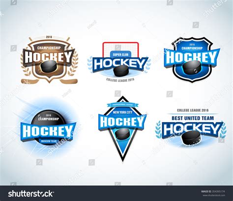 Hockey Sport Team Logotype Templates Set. Hockey Team Logo Template ...