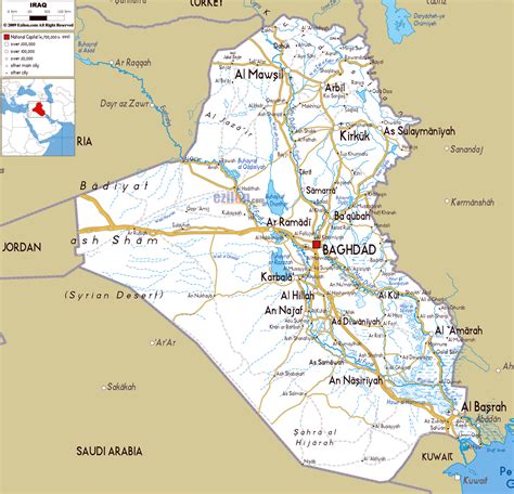 Large road map of Iraq with cities and airports | Iraq | Asia ...