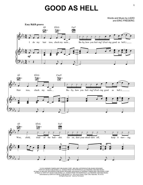 Lizzo "Good As Hell" Sheet Music Notes | Download Printable PDF Score 439746