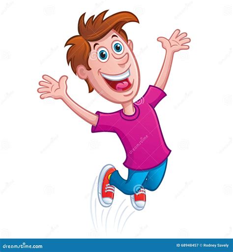 Boy Jumping For Joy Stock Illustration - Image: 68948457