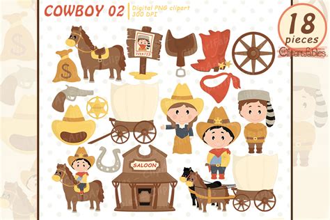 Cowboy Clipart, Western Clip Art, Graphic by clipartfables · Creative ...