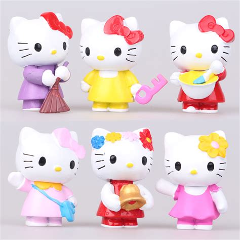 6pcs/set 2 inch Hello Kitty KT Cat Action Figure Hellokitty Toy Models ...