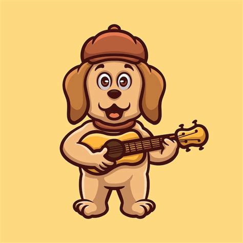 Premium Vector | Dog playing guitar creative cartoon illustration